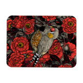 Zebrafinch und rote Rose Magnet (Horizontal)
