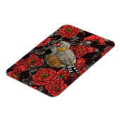 Zebrafinch und rote Rose Magnet (Linke Seite)