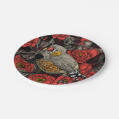 Zebrafinch und rote Rose Pappteller (Schrägansicht)