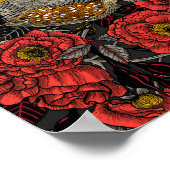 Zebrafinch und rote Rose Poster (Ecke)