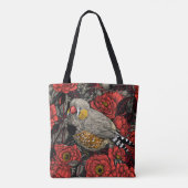 Zebrafinch und rote Rose Tasche (Rückseite)