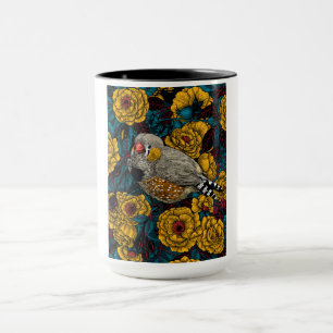 Zebrafink und Rosenbusch Tasse