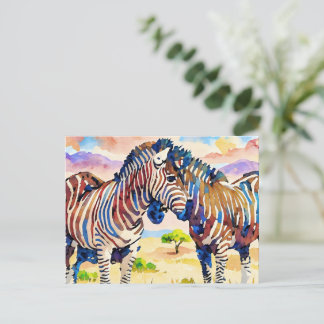 Zebrafreunde in der Savanne Postkarte