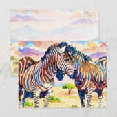 Zebrafreunde in der Savanne Postkarte (Vorne/Hinten)