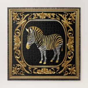Zebragoldrahmen und schwarzer Zierrahmen Puzzle