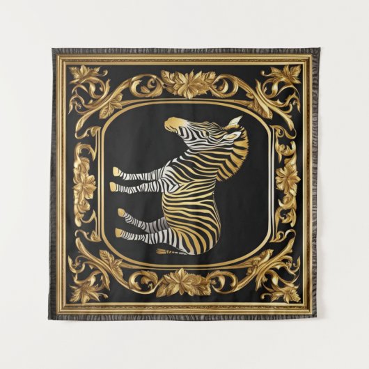 Zebragoldrahmen und schwarzer Zierrahmen Wandteppich (Vorderseite (Horizontal))