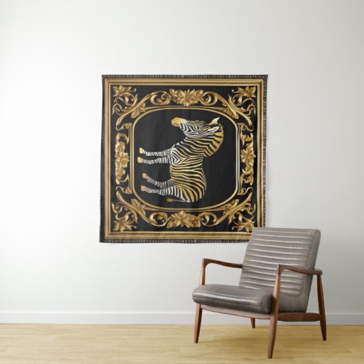 Zebragoldrahmen und schwarzer Zierrahmen Wandteppich (Beispiel (Horizontal))