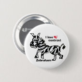 Zebraham-I-Liebe-Kontrast Button (Vorne & Hinten)