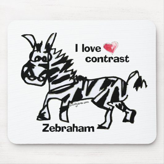 Zebraham-I-Liebe-Kontrast Mousepad (Vorne)