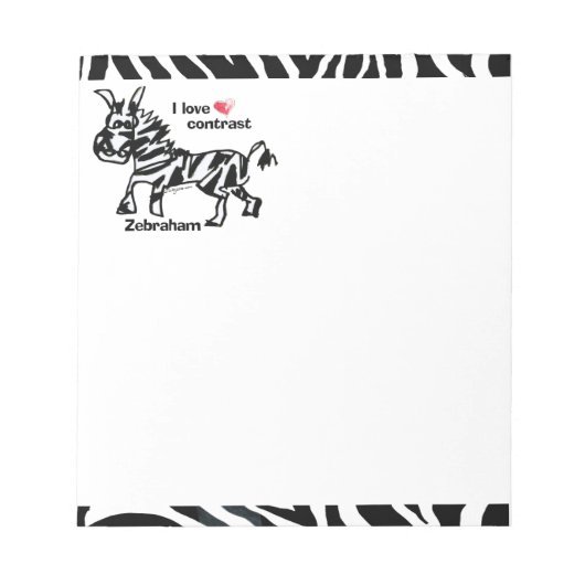 Zebraham-I-Liebe-Kontrast Notizblock (Vorderseite)