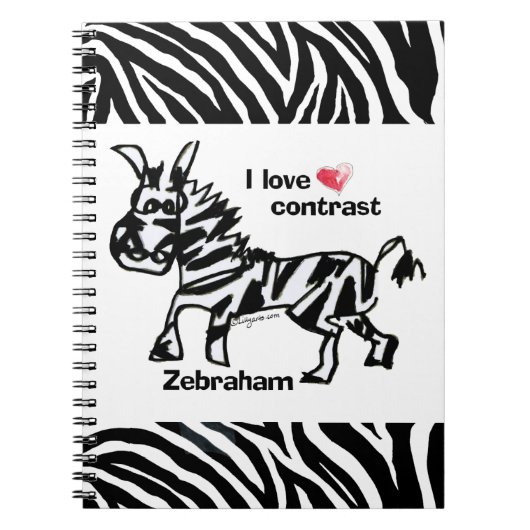 Zebraham-I-Liebe-Kontrast Notizblock (Vorderseite)