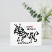 Zebraham-I-Liebe-Kontrast Postkarte (Stehend Vorderseite)