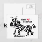 Zebraham-I-Liebe-Kontrast Postkarte (Vorne/Hinten)