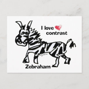 Zebraham-I-Liebe-Kontrast Postkarte