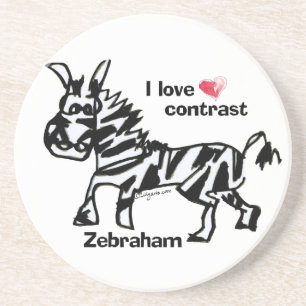 Zebraham-I-Liebe-Kontrast Sandstein Untersetzer