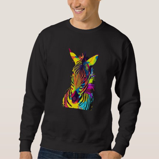 Zebrakopf Farbige Pop-Art Sweatshirt (Vorderseite)