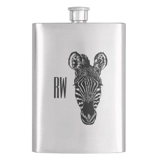 Zebrakopf-Monogramm Flachmann (Vorderseite)