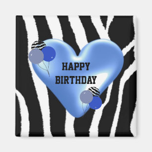 Zebramuster-Geburtstag mit Ballons Magnet