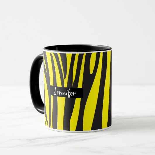 Zebramuster Gelb und Schwarz Tasse (Vorderseite Links)