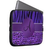Zebramuster Leopard des Monogramms lila Laptopschutzhülle (Vorne Rechts)