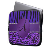 Zebramuster Leopard des Monogramms lila Laptopschutzhülle (Vorderseite Links)