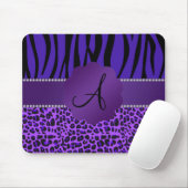 Zebramuster Leopard des Monogramms lila Mousepad (Mit Mouse)