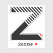 Zebramuster-Linienstyle-Buchstabe Z-Monogramm Aufkleber (Blatt)