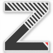 Zebramuster-Linienstyle-Buchstabe Z-Monogramm Aufkleber (Vorderseite)