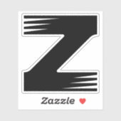 Zebramuster-Linienstyle Z-Buchstabe Monogramm Aufkleber (Blatt)