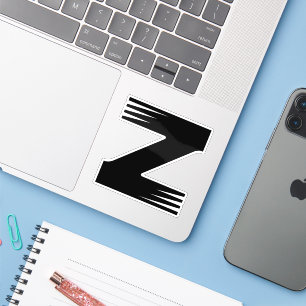Zebramuster-Linienstyle Z-Buchstabe Monogramm Aufkleber