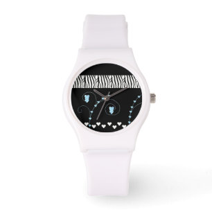 Zebramuster mit Herzen Armbanduhr
