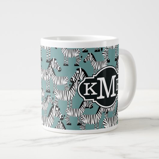 Zebramuster| Monogramm Jumbo-Tasse (Vorderseite Rechts)