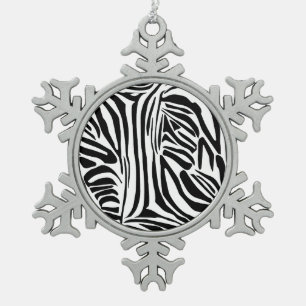 Zebramuster Schneeflocken Zinn-Ornament