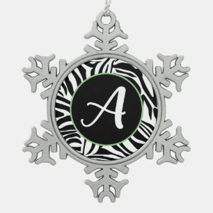 Zebramuster Schneeflocken Zinn-Ornament