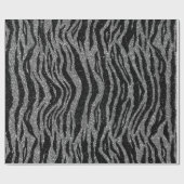 Zebramuster Schwarz und Grau Silber Geschenkpapier (Flach)