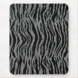 Zebramuster Schwarz und Grau Silber Mousepad