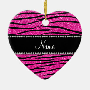 Zebraneonstreifen Glitter des heißen Rosas des Keramikornament