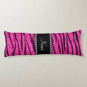 Zebraneonstreifen Glitter des heißen Rosas des Seitenschläferkissen (Rückseite)