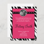 Zebrarosa Sonogram-Foto-Baby-Duschen-Einladung Einladung (Vorne/Hinten)