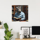 Zebrary Funny Zebra in Bibliothekspainen Poster (Heimbüro)