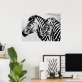 Zebras Animals Wildlife Black and White Poster (Heimbüro)
