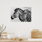 Zebras Animals Wildlife Black and White Poster (Küche)