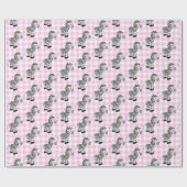 Zebras auf Pink Gingham Geschenkpapier (Flach)