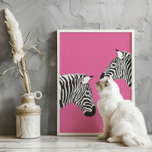Zebras auf Pink Preppy Tierkunst Druck Poster