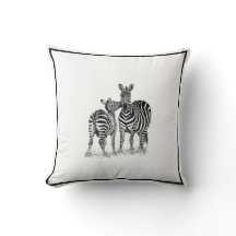 Zebras auf schwarzem u. weißem Wurfs-Kissen, 16" x