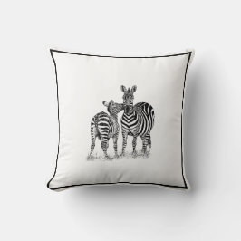 Zebras auf schwarzem u. weißem Wurfs-Kissen, 16" x Kissen