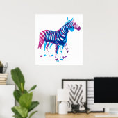 Zebras - Blau und Lila Poster (Heimbüro)