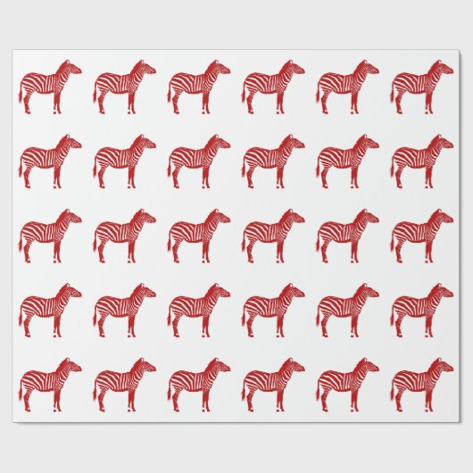 Zebras - Deep Red und White Geschenkpapier (Flach)