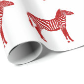 Zebras - Deep Red und White Geschenkpapier (Rolleneckpunkt)