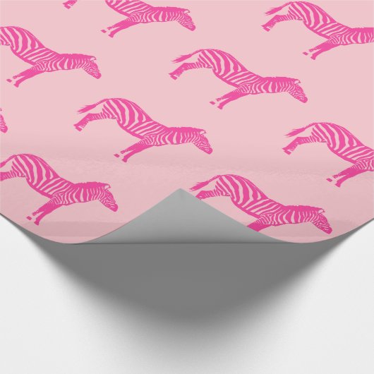 Zebras - Fuchsien und hellrosa Geschenkpapier (Ecke)